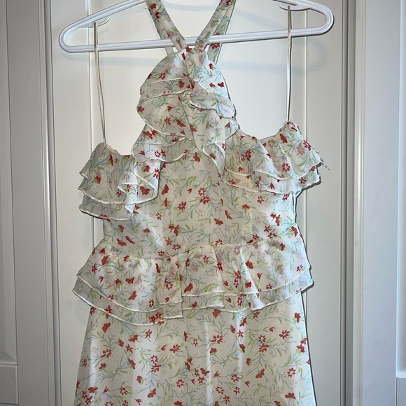 Floral midi dress in slip silhouette with tiered ruffle detailing - Picture 4 of 5